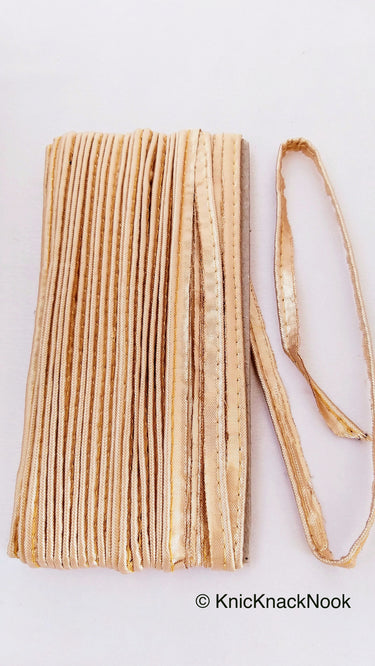 2mm Flanged Insertion Piping on 9mm Band, Yellow Gold Fabric Trim